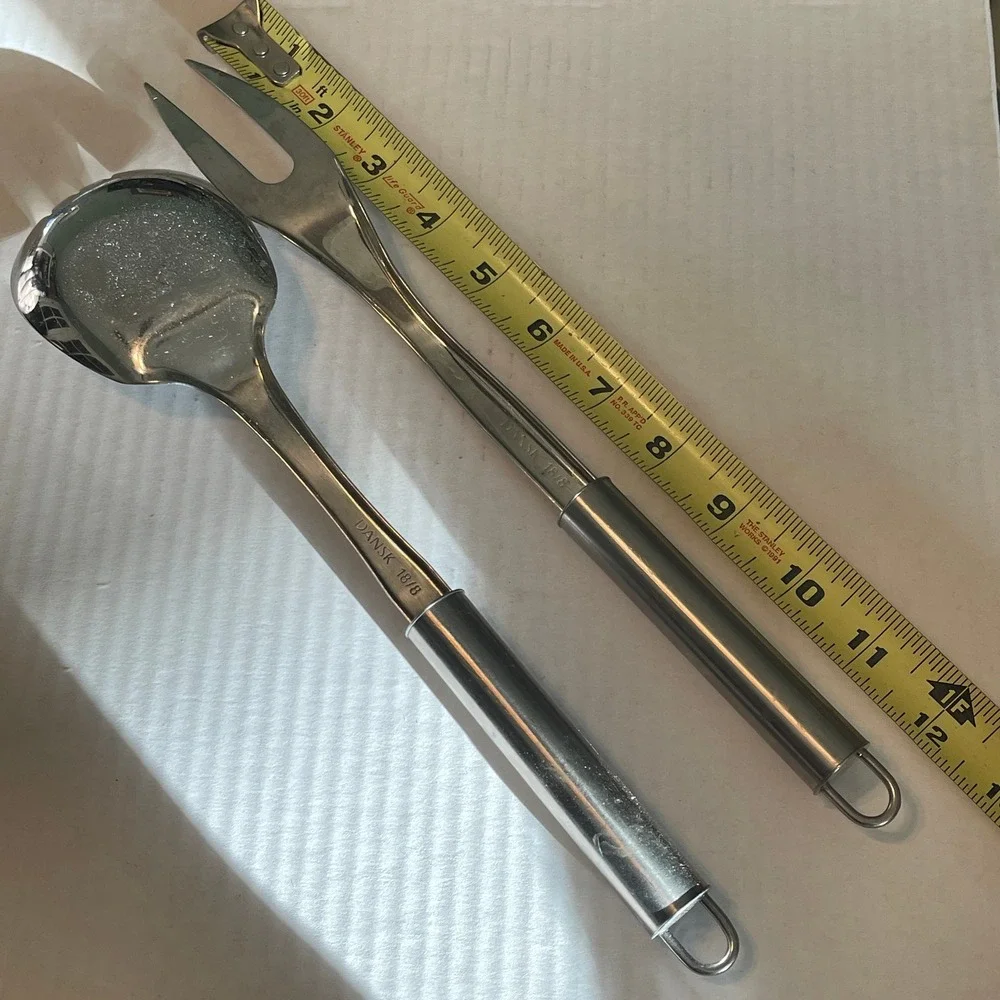 Dansk 18/8 Stainless Steel Salad Serving Spoon and‎ Fork Set Silver 11.5 Inch